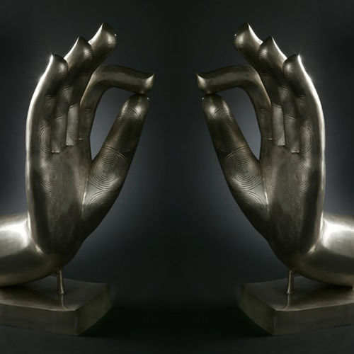 Bronzeskulptur - BUDDHA HANDS - VGnewtrend - Messing / für Außenbereich / Made in Italy