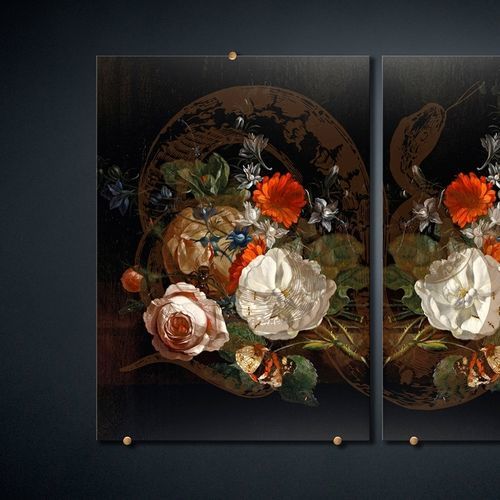 Dekorplatte für Innenausbau - FANCY BOUQUET 1 - VGnewtrend - wandmontiert / Glas / bedruckt