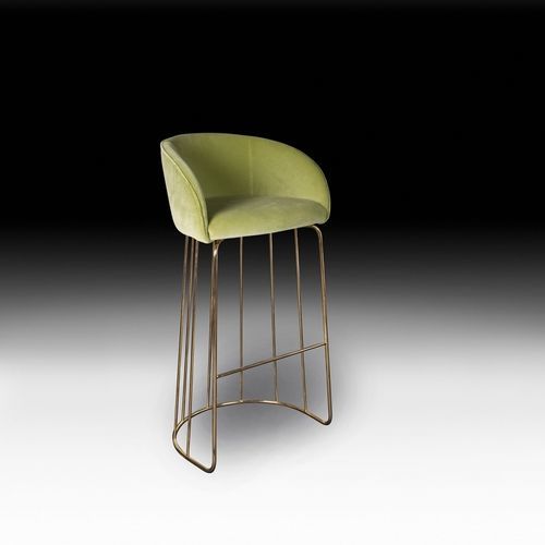 Moderner Barhocker - LOUISE - VGnewtrend - Leder / Stoff / Gestell aus Metall