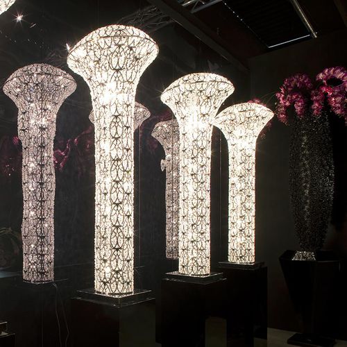 Stehleuchte - ARABESQUE BIG EXCLAMATION - VGnewtrend - Edelstahl / Edelstahlgewebe / Kristall
