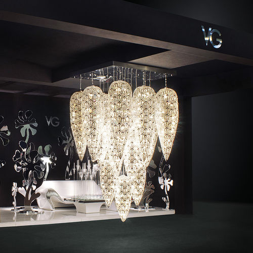 Kronleuchter / originelles Design - ARABESQUE LIGHTFALL SENSATION X 5 - VGnewtrend - Edelstahl / Kristall / für Gewerbegebrauch