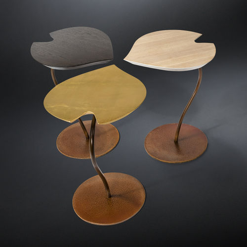 Moderner Beistelltisch -  LEAF CORTEN - VGnewtrend - Eisen / Holz / Gestell aus Eisen