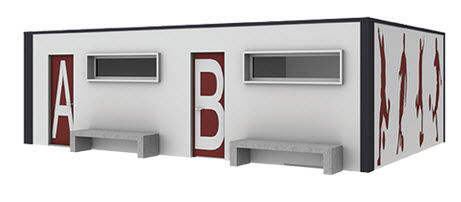 Fertigbau-Gebäude - S01 - c.m.c.2. 0 - Beton / für Umkleideräume / modern