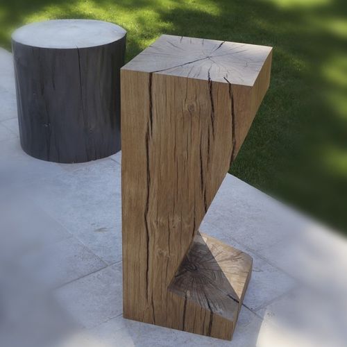 Moderner Barhocker - KUB BRASERO - Eiche / für Garten