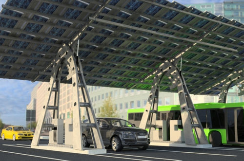 Einachsiger Solartracker - Ades - für Photovoltaik-Anlagen von Autoüberdachungen