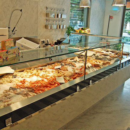 Verkaufskühlvitrine - GEM R4 - Oscartek - für Fischhandel / Edelstahl / mit Tür