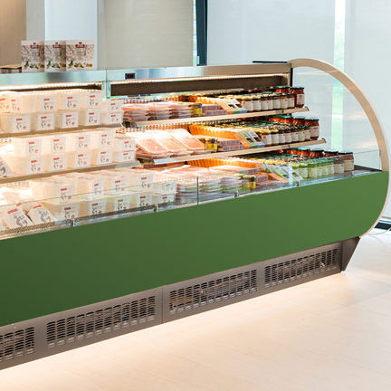 Verkaufskühlvitrine - CORA GNG - Oscartek - für Einzelhandel / Edelstahl / mit Tür