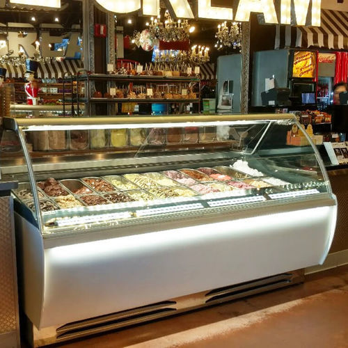 Verkaufskühlvitrine - VENTURA - Oscartek - für Einzelhandel / Edelstahl / mit Tür