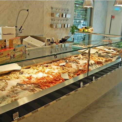Verkaufskühlvitrine - GEM R4 PRO - Oscartek - für Fischhandel / Edelstahl / mit Schiebetür