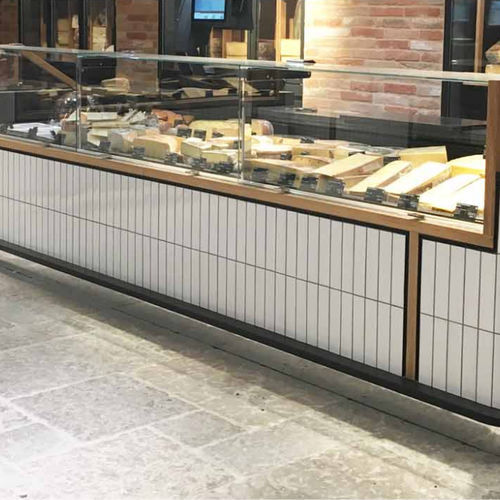 Verkaufskühlvitrine - ROSA PRO NEUTRAL - Oscartek - für Einzelhandel / Edelstahl / mit Schiebetür