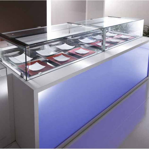 Verkaufskühlvitrine - ROSA PRO HOT - Oscartek - für Einzelhandel / Edelstahl / mit Schiebetür