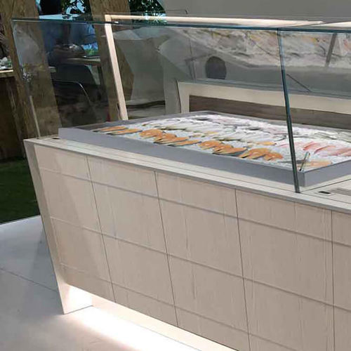 Verkaufskühlvitrine - ROSA PRO - Oscartek - für Fischhandel / Edelstahl / mit Schiebetür