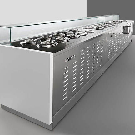 Inselkühlvitrine - POZZETTI - Oscartek - für Einzelhandel / Edelstahl / ohne Tür