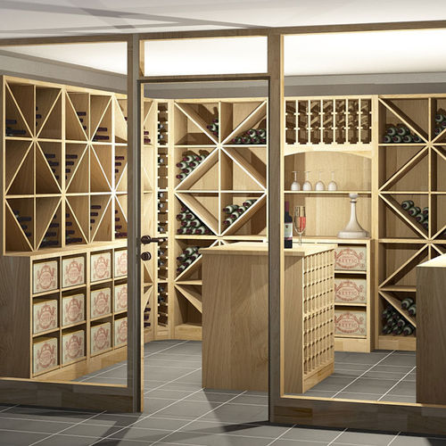 Wandmontierter Weinkühlschrank - PRESTIGE - Weinkeller-Profi - freistehend / Holz / Eiche