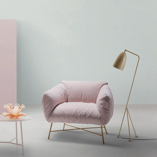 Moderner Sessel - Jolie - My Home Collection - Stoff / Leder / Holz