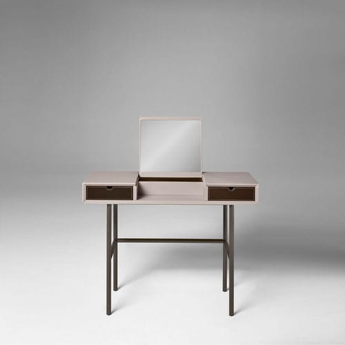 Moderner Schminktisch - Chapeau - My Home Collection - mattlackiertes Holz / lackierter Stahl / Leder