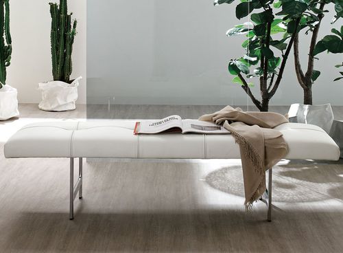 Moderne Polsterbank - Ego - My Home Collection - Stoff / Leder / Gestell aus verchromtem Stahl