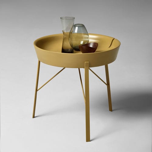 Moderner Beistelltisch - Cocoon - My Home Collection - Esche / Gestell aus bemaltem Stahl / Gestell aus verchromtem Stahl