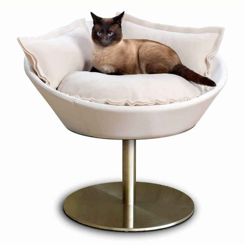 Leder-Katzenbett - COSMO - pet.interiors - Baumwolle / Edelstahl / mit abnehmbarem Kissen
