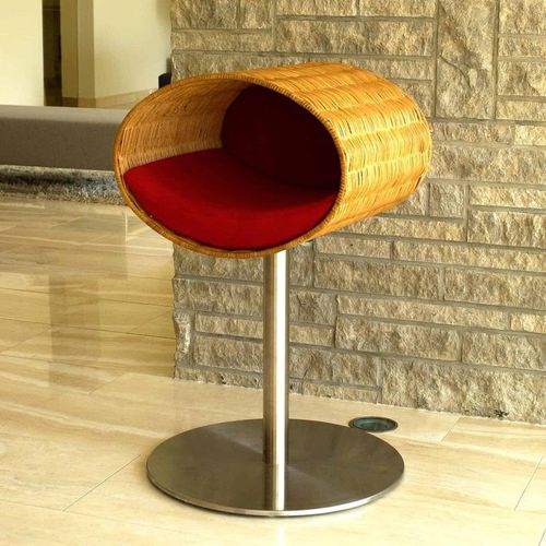 Leder-Katzenbett - RONDO STAND - pet.interiors - Samt / Baumwolle / Edelstahl