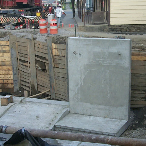 Stahlbeton-Stützmauer - The Fort Miller Co. - modular / Fertigbau / Verkehr