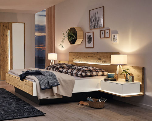 Doppelbett - JOVANNA - Musterring - modern / Kopfteil / mit Nachttisch