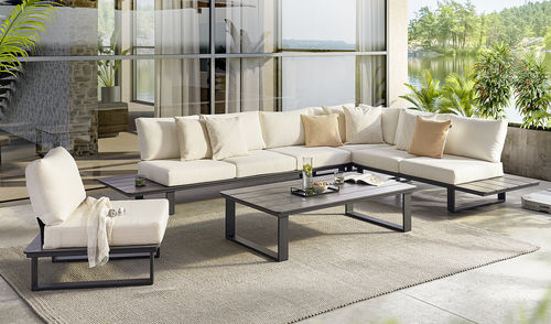Modernes Lounge-Gartenmöbel - FREILICHT - Musterring - Teakholz / für Privatgebrauch / mit abnehmbarem Kissen