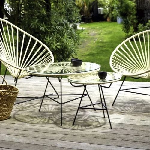 Moderner Couchtisch - Zipolite - BOQA - Glas / Gestell aus Stahl / rund