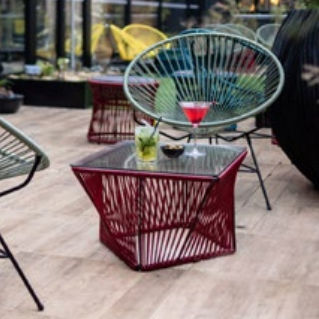 Moderner Couchtisch - Veracruz  - BOQA - Hartglas / Gestell aus Stahl / rechteckig