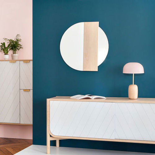Wandmontierter Spiegel - CHARLOTTE - Harto - modern / rund / Holz