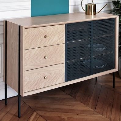 Hohes Sideboard - GABIN - Harto - modern / Eiche / Holzfurnier