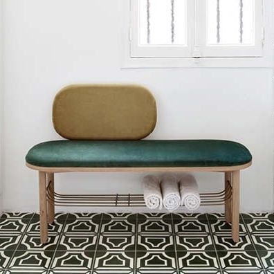 Moderne Polsterbank - EUSTACHE - Harto - Samt / Holzfurnier / MDF