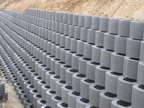 Hohler Betonstein - LOCKSTONE  - Phi Group - für Stützmauer / unverputzt