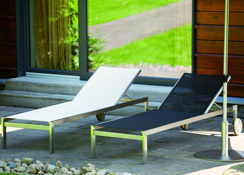 Moderne Sonnenliege - LUXURY - Jankurtzmöbel - Teakholz / Edelstahl / für Garten