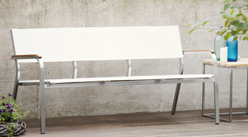 Moderne Gartenbank - LUX XL - Jankurtzmöbel - Teakholz / Edelstahl / mit Rückenlehne