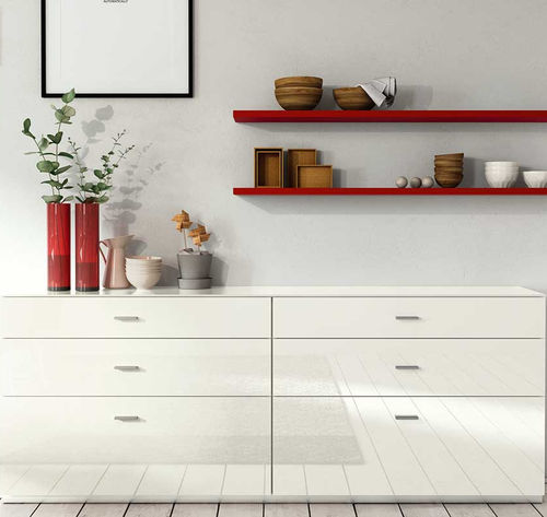 Modernes Sideboard - NO.14 - NOW! By Hülsta - lackiertes Holz / mit Schubladen / weiß