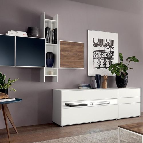 Moderne Wohnwand - EASY - NOW! By Hülsta - lackiertes Holz / mit Schublade / mit Stauraum