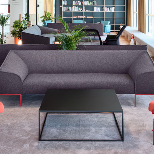 Moderner Couchtisch - FRAME - prostoria - Hartglas / Gestell aus Metall / rechteckig
