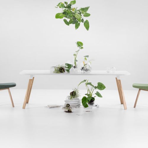 Moderner Tisch - OBLIQUE - prostoria - Holz / Gestell aus Holz / rechteckig
