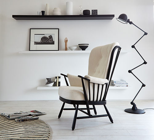 Klassischer Sessel - EVERGREEN - ercol - Stoff / Buche / mit hoher Rückenlehne