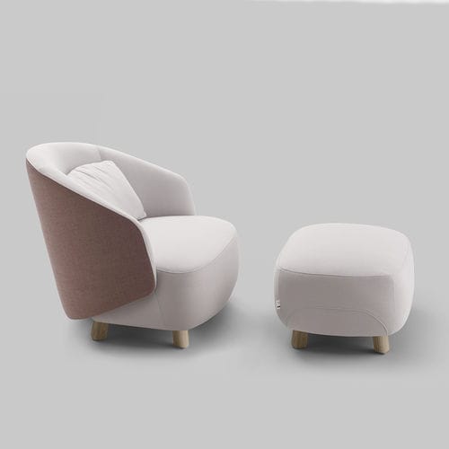 Moderner Sessel - Concha XL - Bosc - Stoff / Buche / mit Fußstütze