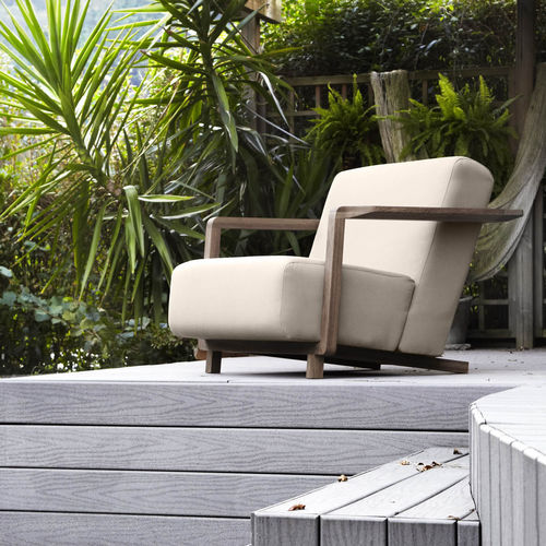 Moderner Sessel - Ossau - Bosc - Stoff / Eiche / Iroko