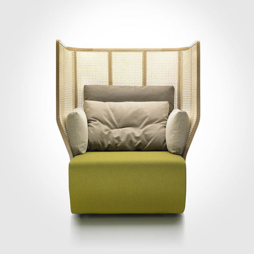 Moderner Sessel - Xistera - Bosc - Stoff / Eiche / Rattan