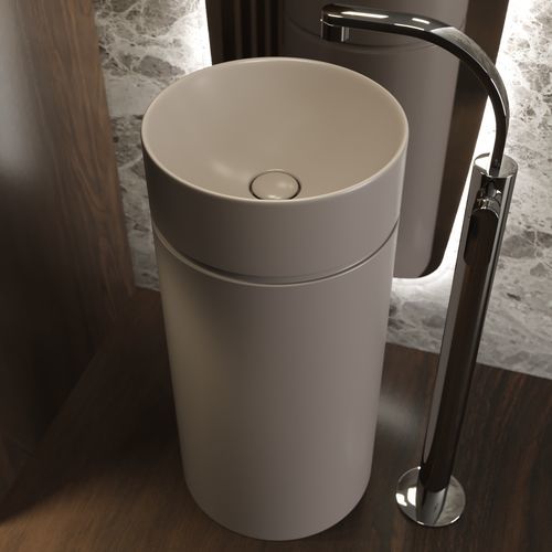Bodenstehendes Waschbecken - MONOTWIN SLIM - FLAMINIA - Keramik / Hochglanz / Mattfinish