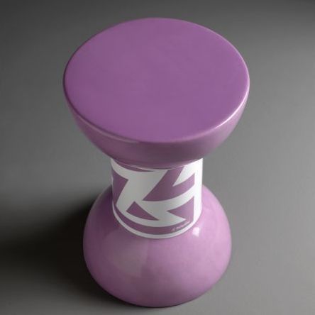 Moderner Hocker - ROCCHETTO DECORO 02 - FLAMINIA - Keramik / Gestell aus Keramik / mit Mittelfuß