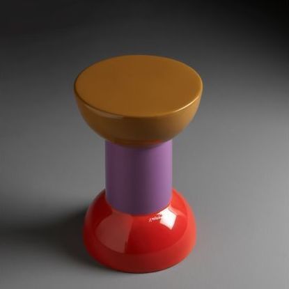 Moderner Hocker - SGABELLO ROCCHETTO DECORO 01 - FLAMINIA - Keramik / Gestell aus Keramik / mit Mittelfuß
