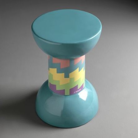 Moderner Hocker - SGABELLO ROCCHETTO DECORO 03 - FLAMINIA - Keramik / Gestell aus Keramik / mit Mittelfuß