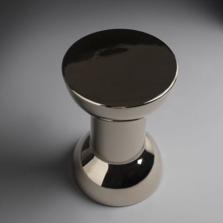 Moderner Hocker - SGABELLO ROCCHETTO PLATINO - FLAMINIA - Keramik / Gestell aus Keramik / mit Mittelfuß