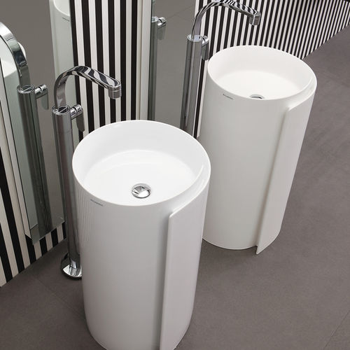 Bodenstehendes Waschbecken - MONOROLL - FLAMINIA - Keramik / zweifarbig / Hochglanz