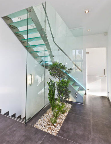 Viertelgewendelte Treppe - EDI09 - La Maestria - Glasstufen / mit Edelstahlstruktur / modern